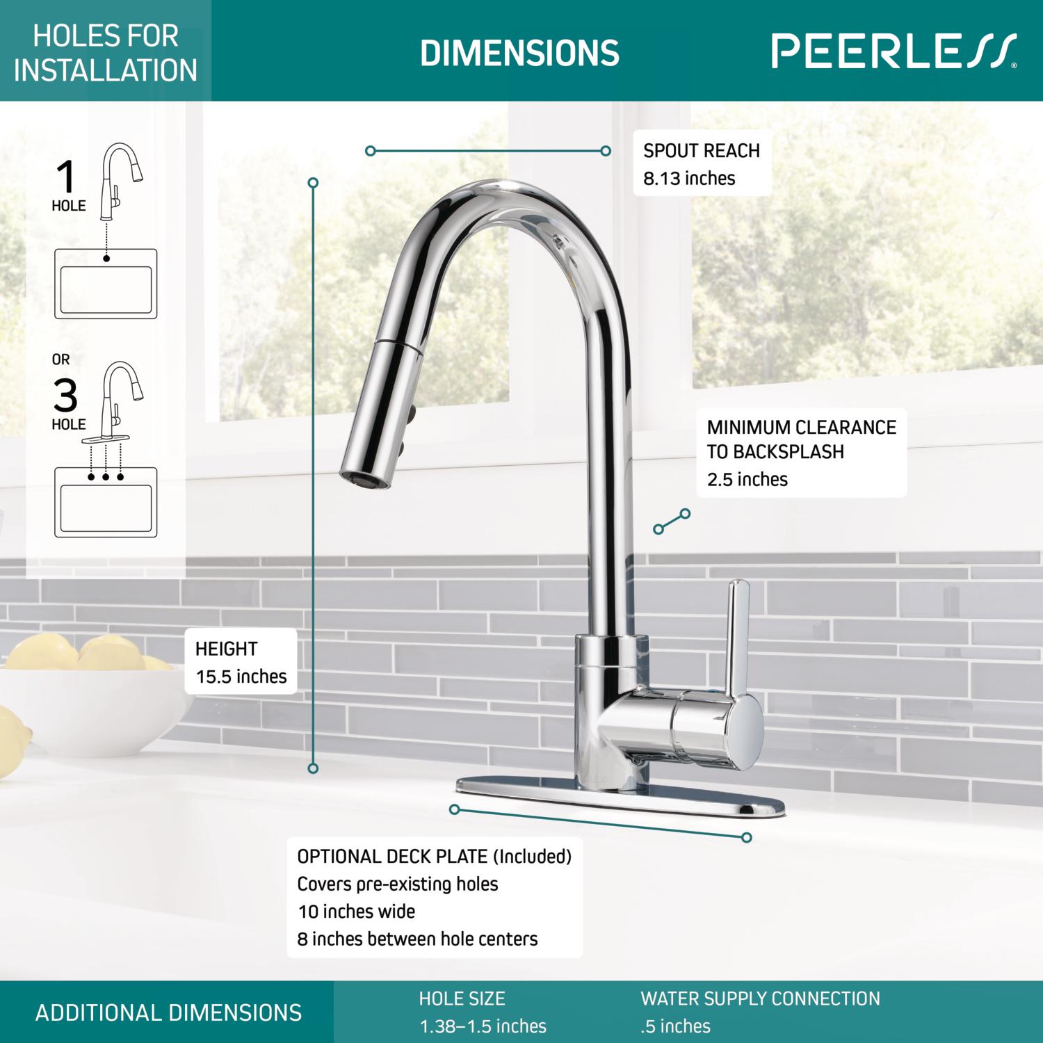 Peerless Precept Single Handle Pull-Down Sprayer Kitchen Faucet in Chrome P188152LF - image 2 of 15