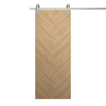 Modern Barn Door 32 x 80 inches | Ego 5005 Natural Oak | 6.6FT Silver Rail Track Heavy Hardware Set | Solid Panel Interior Doors