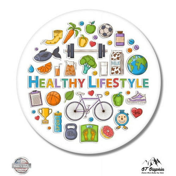 Healthy Lifestyle - 3" Vinyl Sticker - For Car Laptop I-Pad Phone Helmet Hard Hat - Waterproof Decal
