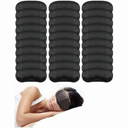 wonima66 Sleep Eye Mask Blindfold with Nose Pad and Elastic Strap, 4 Layers, Black, Pack of 30