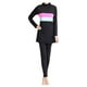 thumbnail image 1 of EeaseMX Traje de baño deportivo de dos piezas de manga larga para mujer, ideal para playa, surf y natación (negro, rosa y verde, talla XL)., 1 of 8