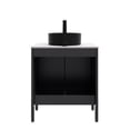 thumbnail image 4 of 24" Durable Compact Freestanding Cabinet, Bathroom Storage Unit with Soft Close Door, Modern Small Bathroom Vanity with Ceramic Sink for Bathroom, Black,Carrara White, 4 of 7