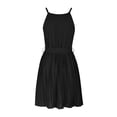 thumbnail image 3 of Mini Vestidos Vestido de mujer de una línea de color sólido con cuello halter vestido de sol para cóctel (negro S) Cgtredaw Para estrenar, 3 of 6