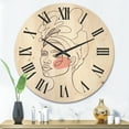 thumbnail image 2 of Designart 'One Line Portrait of Afro American Woman III' Modern Wood Wall Clock, 2 of 5