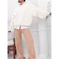thumbnail image 6 of Womens Sweaters Fall Cable Knit Long Sleeve Crewneck Oversized Sweater Chunky Pullover Loose Outfits White XL, 6 of 9