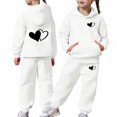 thumbnail image 5 of JAJAHO Girls Sweatsuit 2 Piece Outfits Heart Printed Long Sleeve Hoodie And Sweatpants Jogger Set For Kids 2-13Y, 5 of 7
