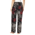 thumbnail image 3 of Kll Womens Skull And Red Roses Print Pajama Pants Soft Pajama Bottoms For Women Cozy Lounge Pants, 3 of 9