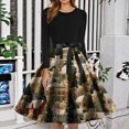 thumbnail image 2 of Christmas Dresses for Women Women's Fashion Round Neck Slim-Fit Christmas Print Long-Sleeved Dress for Christmas Party,Army Green,L, 2 of 6