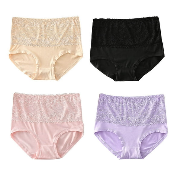Baluue 4Set High Waist Knickers Breathable Underwear for Women Dating