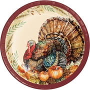 Creative Converting Traditional Thanksgiving Turkey 7" Paper Dessert Plates 24 Count