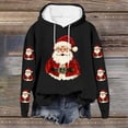 thumbnail image 4 of Yteetum Christmas Hoodies for Women Oversized Christmas Santa Claus Print Long Sleeved Fleece Hooded Sweatshirts Pullover Tops Womens Xmas Graphic Loose Drop-Shoulder Fleece Hoodies Fall Winter, 4 of 5