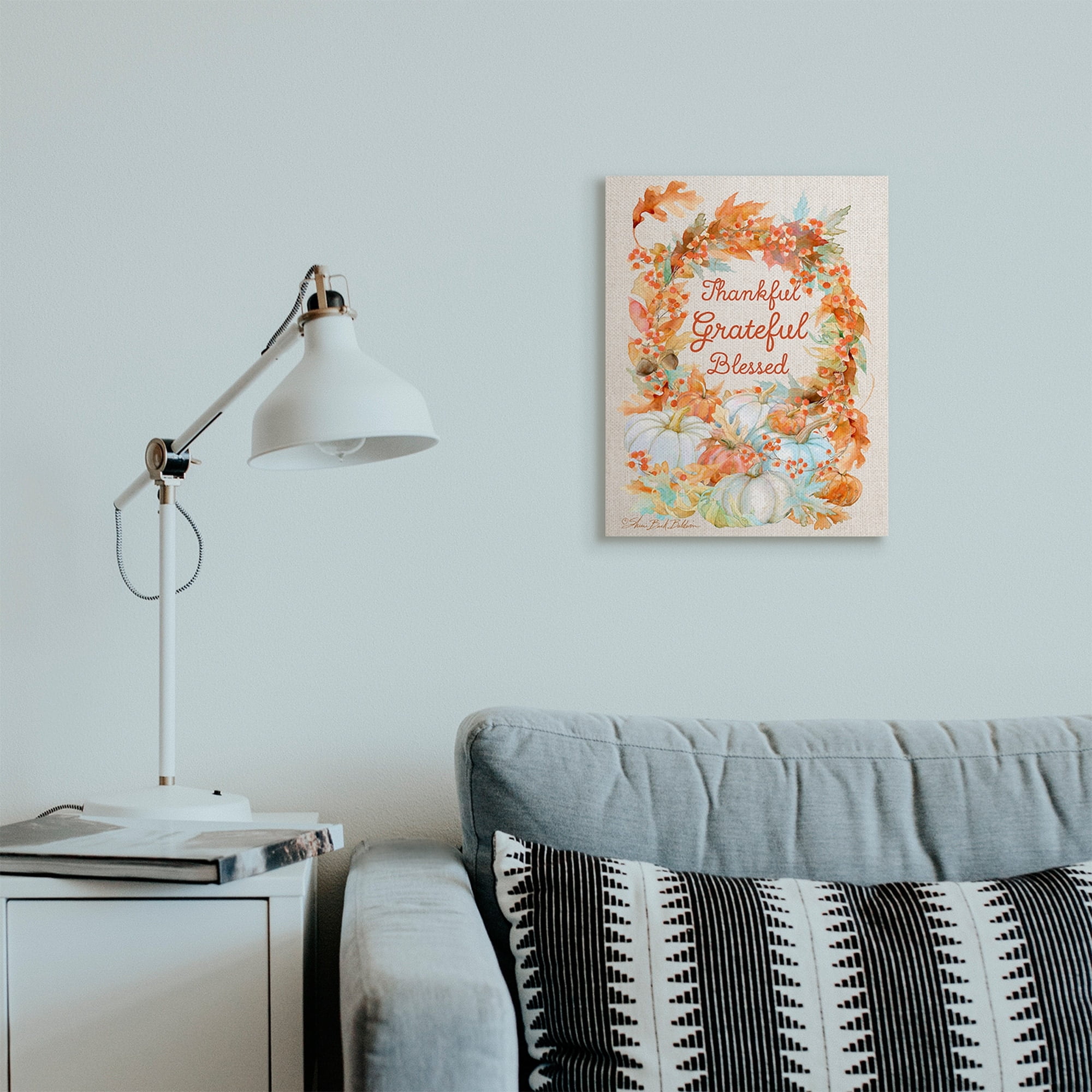 Stupell Industries Thankful Grateful Blessed Text Autumn Harvest Novelty Painting Gallery Wrapped Canvas Art Print Wall Art, 30 x 40