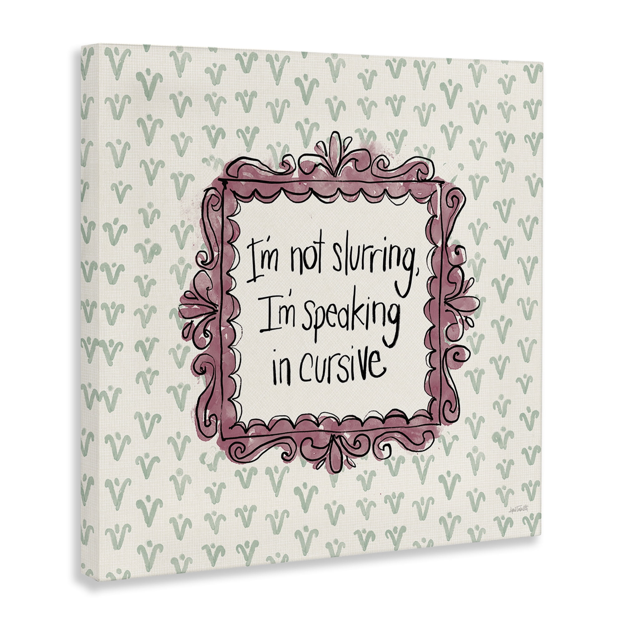 Stupell Industries Speaking In Cursive Food & Beverage Painting Wrapped Canvas Art Print Wall Art, 17 x 17