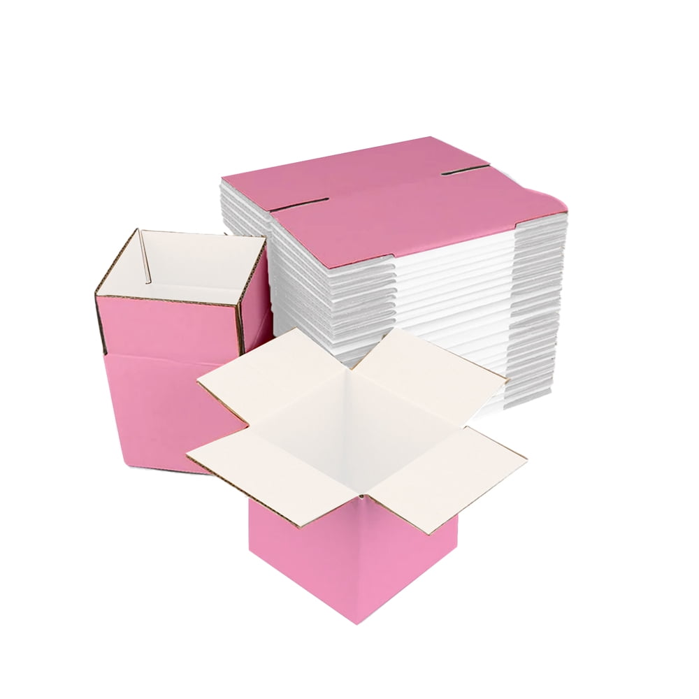 Ucanpack 1/8” Thick Corrugated Shipping Box 25 Pcs, Made In Usa- Boxes For Packaging Moving, Pink Cardboard Boxes 4x4x4", Packaging Box For Small Business