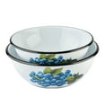 thumbnail image 6 of Novomoskovsjka Posuda Blueberry Enamel Serving Bowl Set of 2 pcs Shatterproof Enameled Steel Fruit and Salad Bowls for Cooking Enamel Mixing Bowl for Indoor and Outdoor Use Metal Bowls, White Blue, 6 of 6