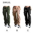 thumbnail image 2 of Sonducket Pantalones de cintura baja para mujer con bolsillos Senderismo Niñas Estilo casual Jeans retro Pierna ancha Pantalones cargo Ropa Type2 NO2, 2 of 6