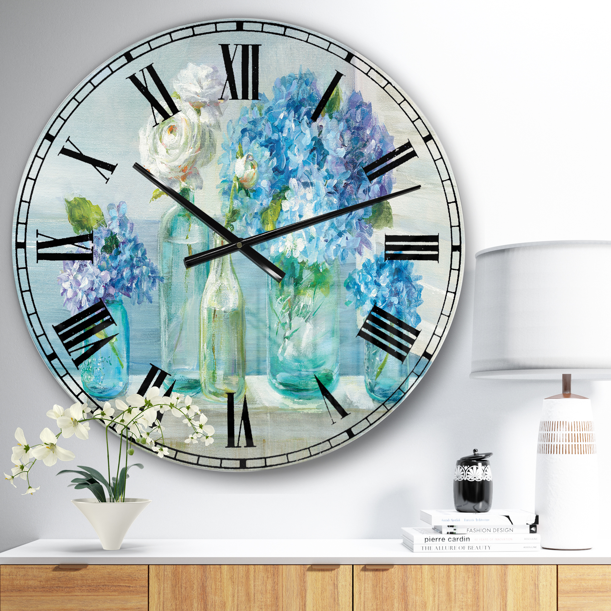 Designart 'Coastl Flowers Bouquets' Coastal Wall Clock