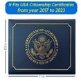 thumbnail image 3 of CITIZENSHIPFLASHCARDS.US Navy Blue Faux Leather Citizenship Certificate Holder with Gold Leaf, 3 of 7