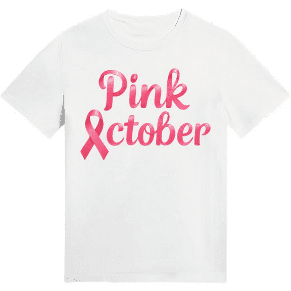 Pink October T-Shirt, Breast Cancer Awareness Ribbon Tee, Support Women Top S-4XL