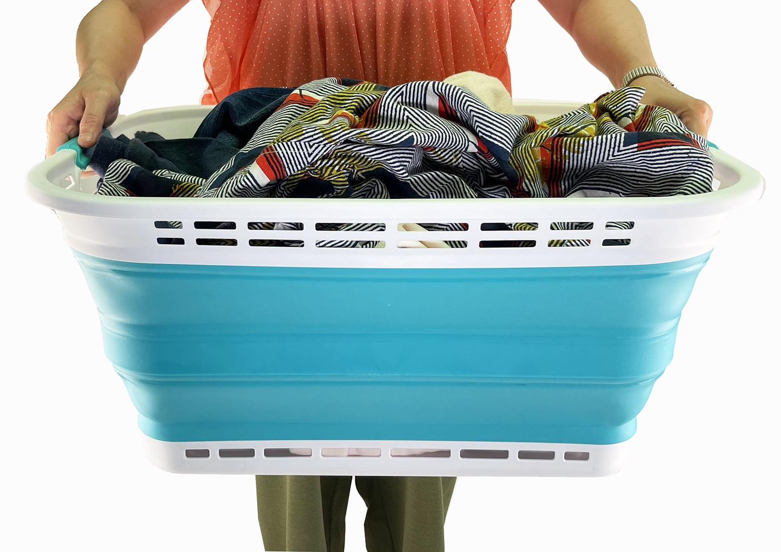 SAMMART 42L (11 gallons) Collapsible Plastic Laundry Hamper/Basket - Foldable Storage Container/Organizer - Portable Laundry Basket - Easy Storage Space Saving