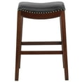 thumbnail image 6 of Merrick Lane 30'' Backless Saddle Style Barstool Traditional Cappuccino Finish Wood Barstool in Black Faux Leather with Nail Accent Trim, 6 of 6