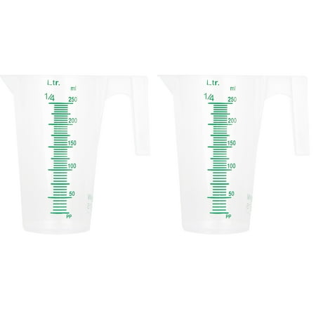 

GROWDOTS 250ml Measure Pitcher Food Grade Plastic Graduated Measuring Graduated Round Containers Measuring liquids Pouring Cup Multipurpose Clear (Pack of 2)