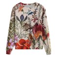 thumbnail image 5 of IROINNID Long Sleeve T-Shirts for Women Home Flower Print Round Neck T-shirt Top Blouse Pullover,Red, 5 of 6