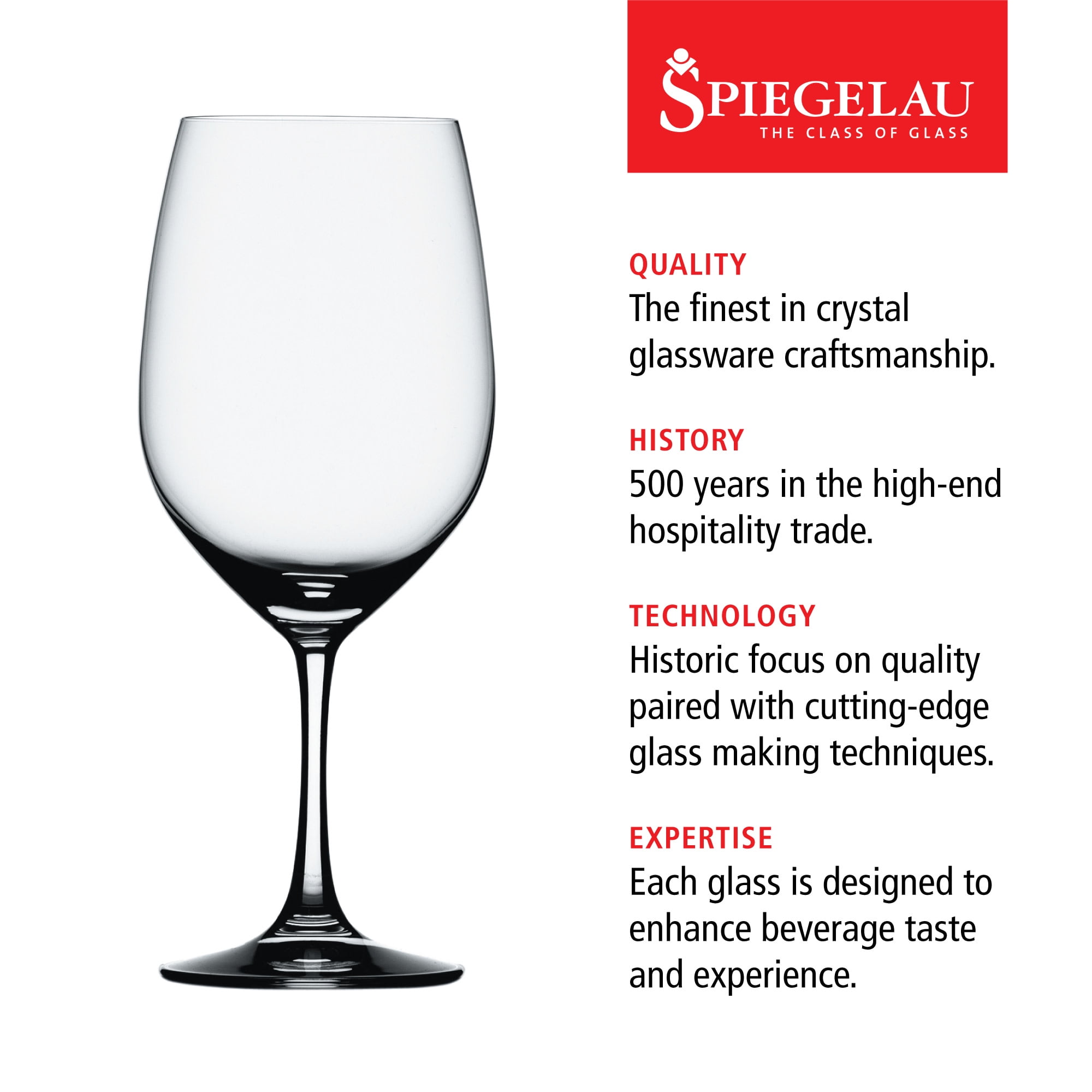 Spiegelau Vino Grande Bordeaux Wine Glasses, Set of 4, European-Made Lead-Free Crystal, Classic Stemmed, Dishwasher Safe, Professional Quality Red Wine Glass Gift Set, 21.9 oz