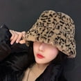 thumbnail image 3 of Winter Plush Bucket Hat for Women Leopard Print Fuzzy Bucket Caps Casual Warm Faux Fur Fisherman Hats, 3 of 4