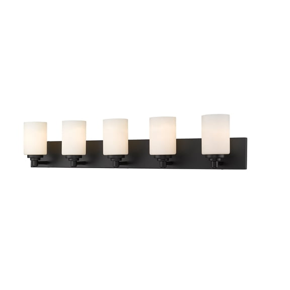 Z-Lite Soledad 5 Light Glass Steel Vanity Light in Matte Black