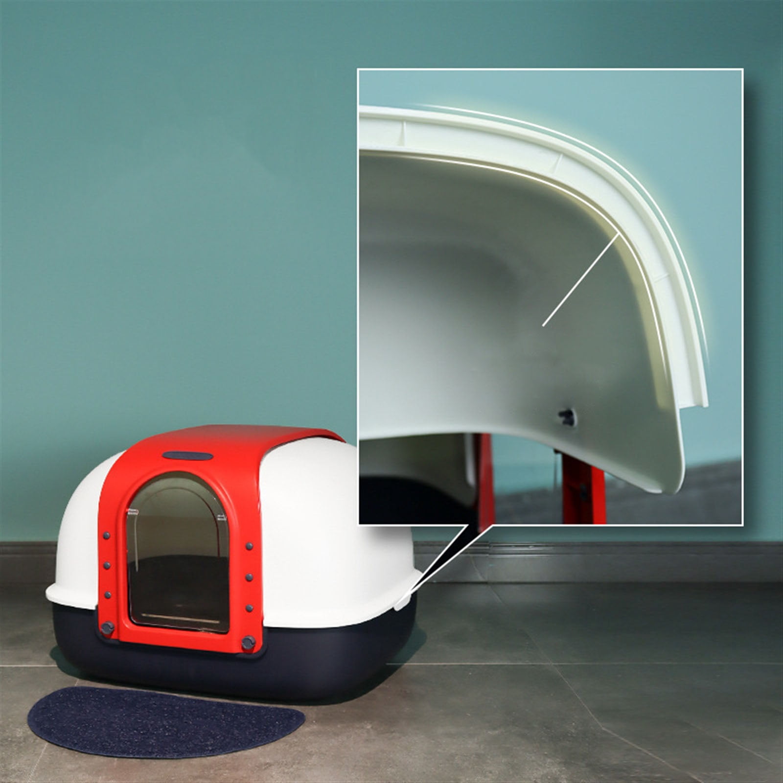 Covered Cat Litter Box for Indoor Cats, Anti-Splashing Large Enclosed Litter Box Easy Clean, and Assemble, Include Scoop and Mat