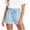 Blue-shorts, variant on Women's Striped Beach Shorts, Elastic Waist Drawstring Cuffed Hem Shorts, Women Side Pockets Daily Outdoor Summer Bottoms
