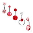 thumbnail image 2 of 5x Piercing Ombligo, Piercing Ombligo, 10 Mm, Corto, Acero Inoxidable, Trendy, 1,6 Mm, para Mujer, Piercing Ombligo Curvo, Piercing Ombligo Rojo, 2 of 8