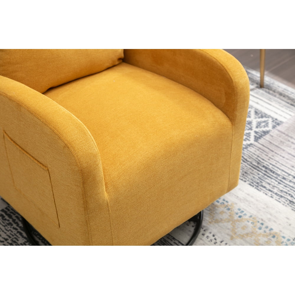 Upholstered Swivel Glider, Cosymart Rocking Chair for Nursery, Modern Style One Left Bag, Yellow Finish