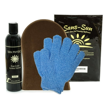 Tan Physics True Color Tanner 8 oz w/ FREE Tanning Mitt and Exfoliation Gloves by