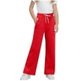 thumbnail image 3 of Cethrio Girls Winter Sweatpants, Open Bottom Thermal Straight Leg Drawstring Athletic Pants Red Size 12-13T, 3 of 3