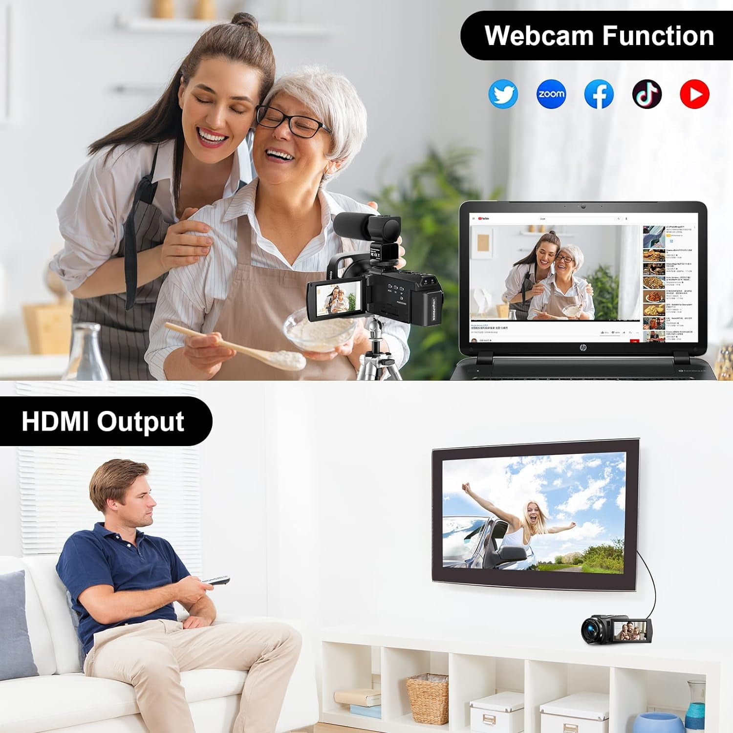 5K Video Camera 48MP UHD Wifi Camcorder IR Night Vision 16X Digital Zoom Vlog Cameras for YouTube