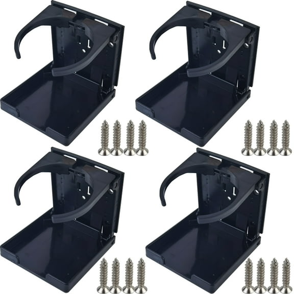 RONYOUNG 4PCS Adjustable Folding Drink Holder Universal Car Cup Bottle Holder for Cars Trucks Rvs Autos Boats Accessories with Wall Mounted Screws (Black)