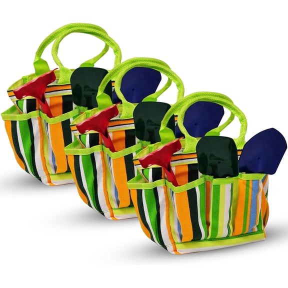G & F Products Kids Garden Tool Set with Canvas Tote Bag, Real Metal Gardening Tools for Children, Hand Rake, Shovel & Trowel, Outdoor Gardening Kit