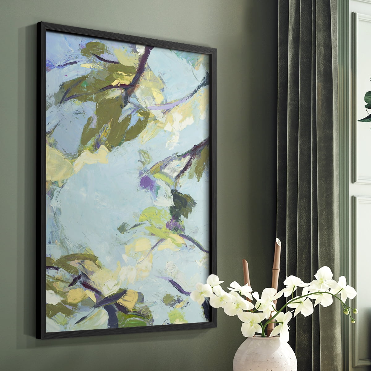 Aqua Sky Framed Print in Black Solid Wood Framed Print No Nail Hanging