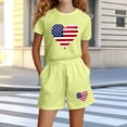 thumbnail image 2 of SELONE Girls Summer Sets 2 Piece 4th of July Big Kids Clothing Short Sleeve Shirts and Shorts Patriotic Graphic Outfits, 2 of 5