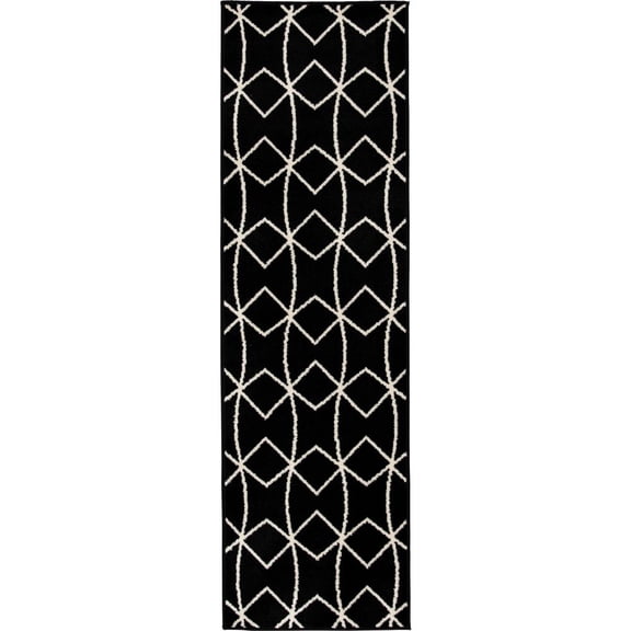 Loomaknoti Tecopa Tamariez 2' x 7' Black Geometric Outdoor Runner Rug