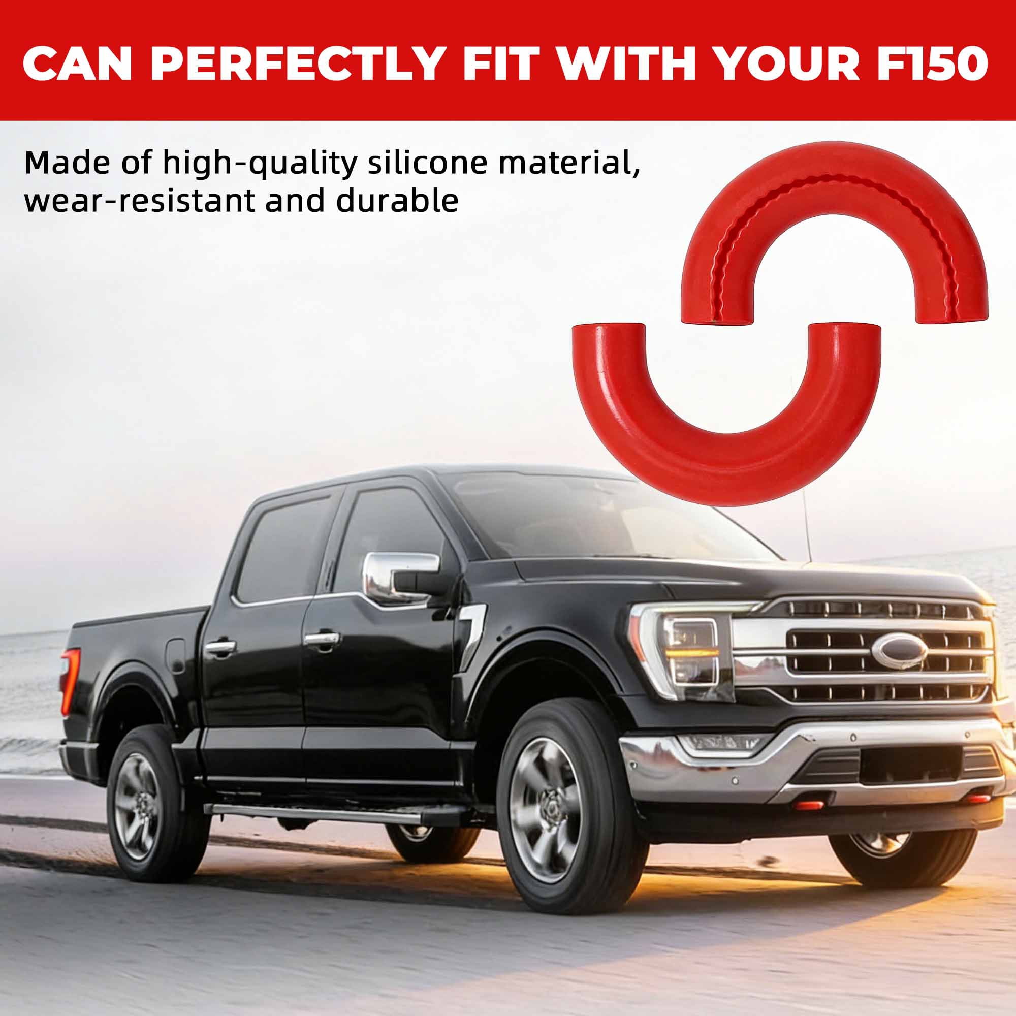 2 Pcs Tow Hook Cover for Ford F150 Accessories 2004-2024, Protective Silicone Front Tow Hooks Covers, Red