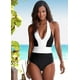 thumbnail image 1 of Traje de baño sexy de una pieza con cuello en V para mujer Traje de baño Monokini Push Up Bikini acolchado brillar Electrónica, 1 of 2