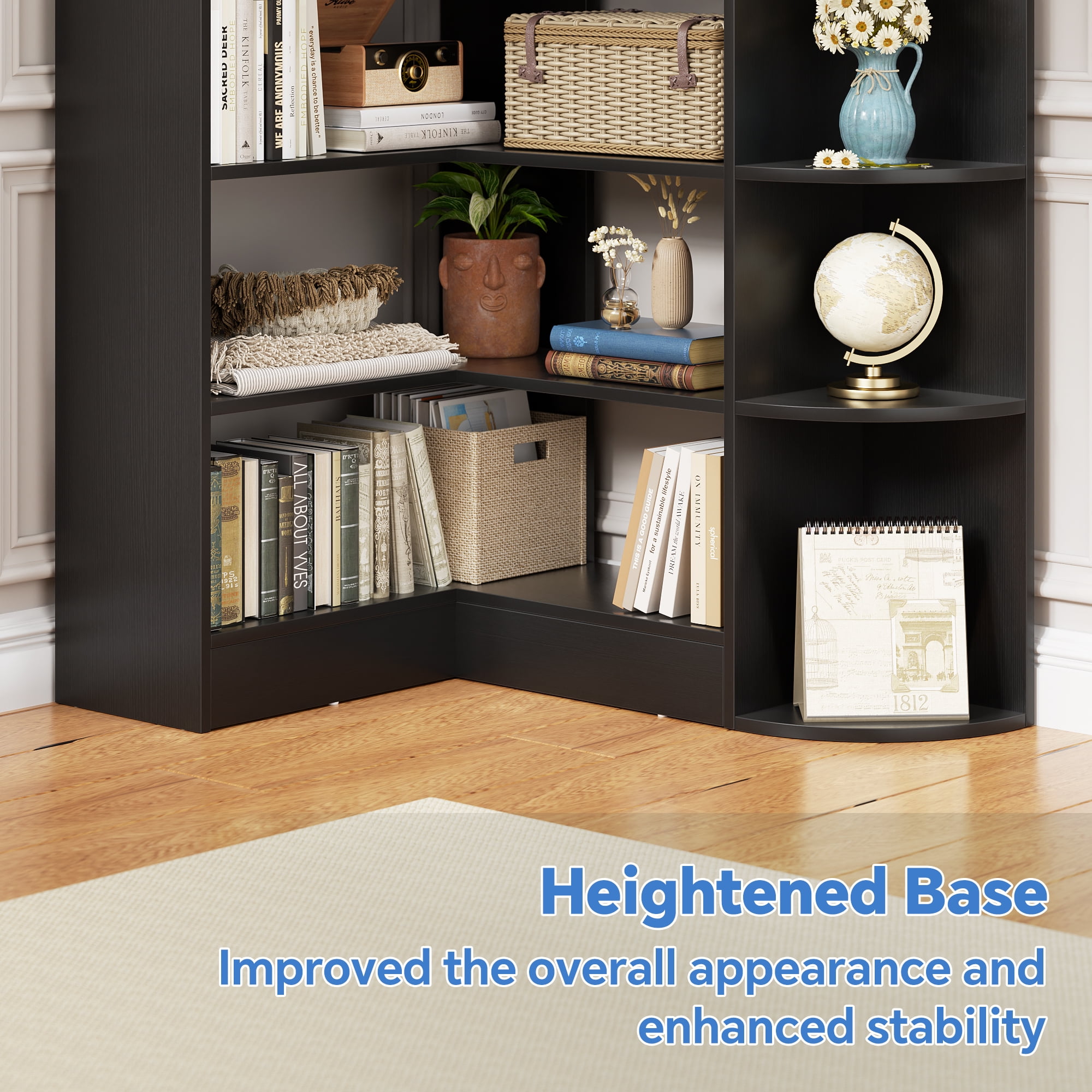 Homieasy 6-Tier Corner Bookshelf, 79'' Tall Modern L Shaped Bookcase with 13 Open Storage Shelves, Corner Storage Shelf for Home Office, Living Room, Bedroom, Black