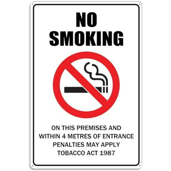 No Smoking Metal Sign with Symbol Aluminum Uv Printed 4 Pre-Drilled Holes,,for garage,bar,restaurant,living room,bedroom,kitchen,cafe,bar,8X12Inch