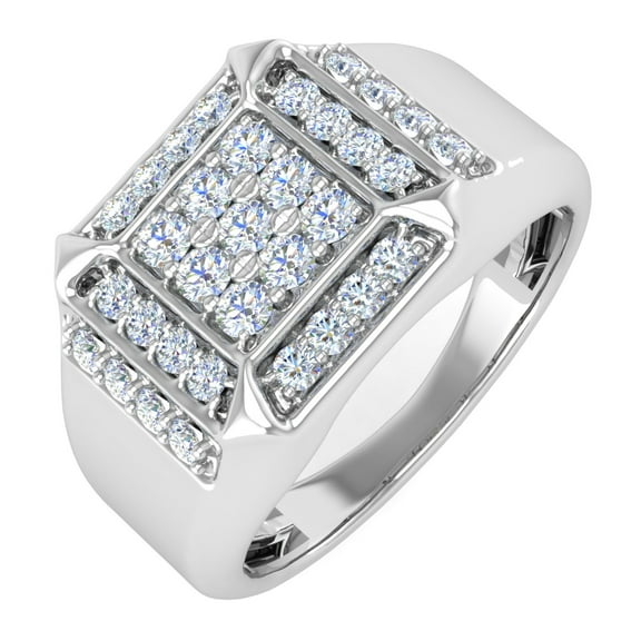 3/4 Carat Men's Diamond Wedding Band Ring in 14K White Gold (Ring Size 10.75) (SI1-SI2 Clarity)