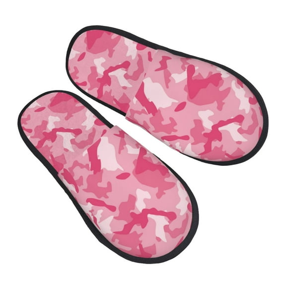 House Slippers for Women Men - Pink Camouflage Lightweight House Shoes Fuzzy Slippers, Soft Slip-On Cozy House Slippers for Woman Indoor Outdoor