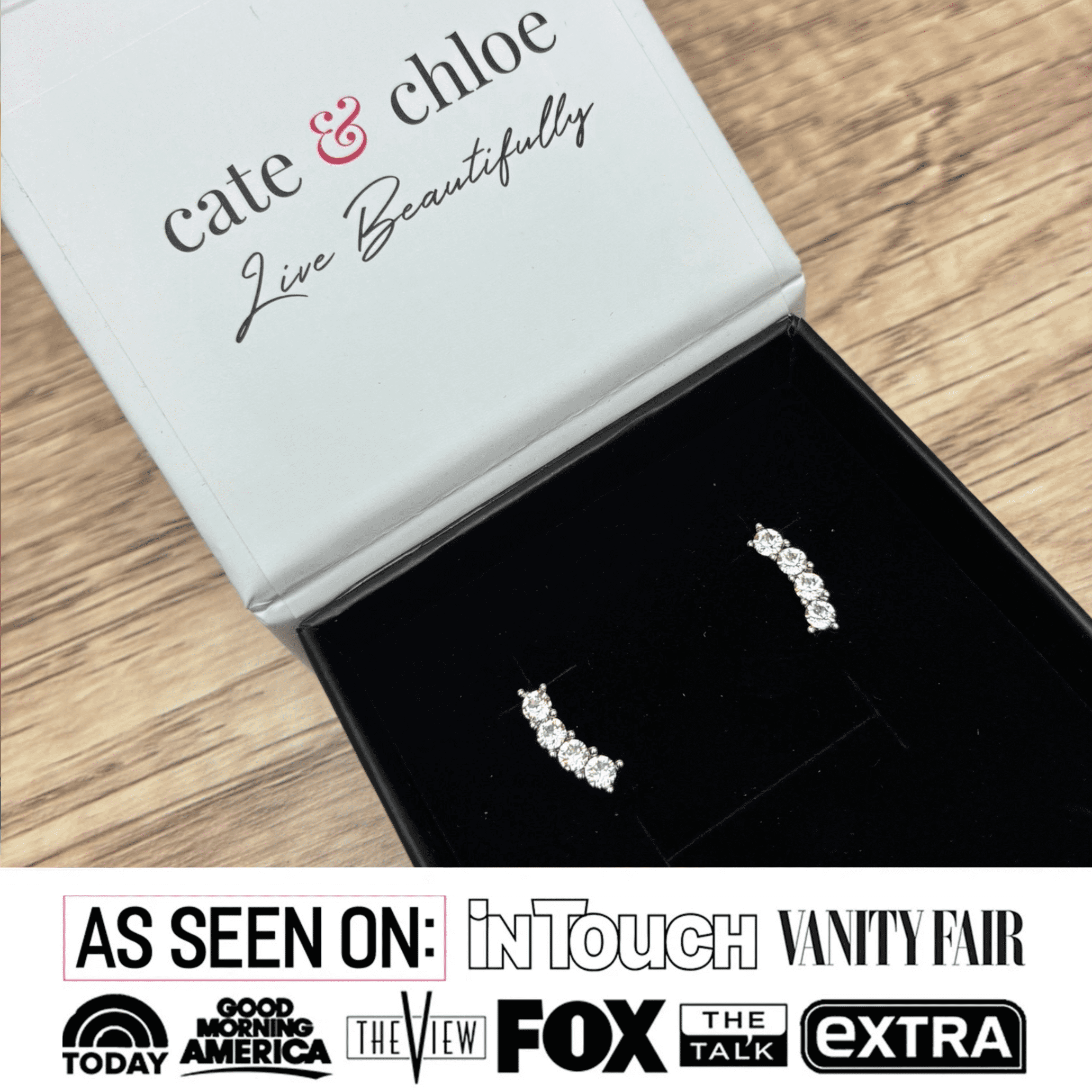 Cate & Chloe Aubree 18k White Gold Plated Drop Earrings with Swarovski Crystals Gift for Women