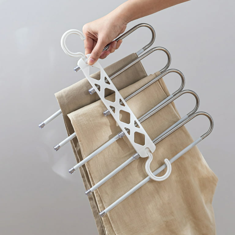  LaLand Space Saving Pants Hanger with Clips Trousers Hangers 5  Layered Pants Rack for Pants Jeans Trousers Skirts Scarf Ties Towels Closet  Storage Non-Slip Clothes Organizer (4 Pack) : Everything Else